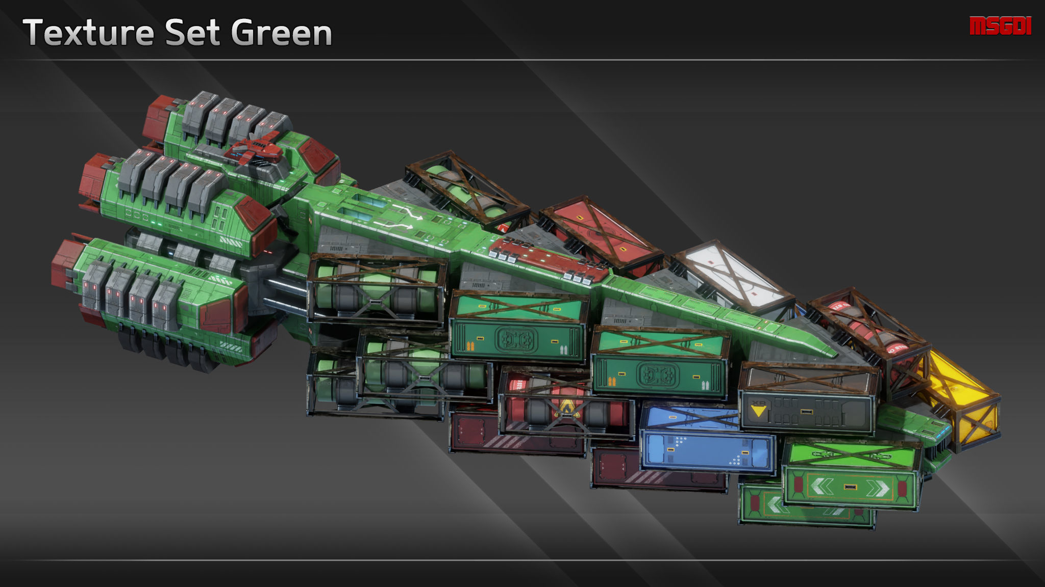 Spaceship CFS56 Heavy Freighter Low-poly 3D model_7