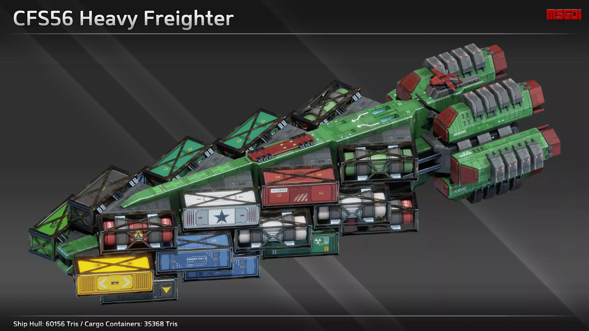 Spaceship CFS56 Heavy Freighter Low-poly 3D model_0