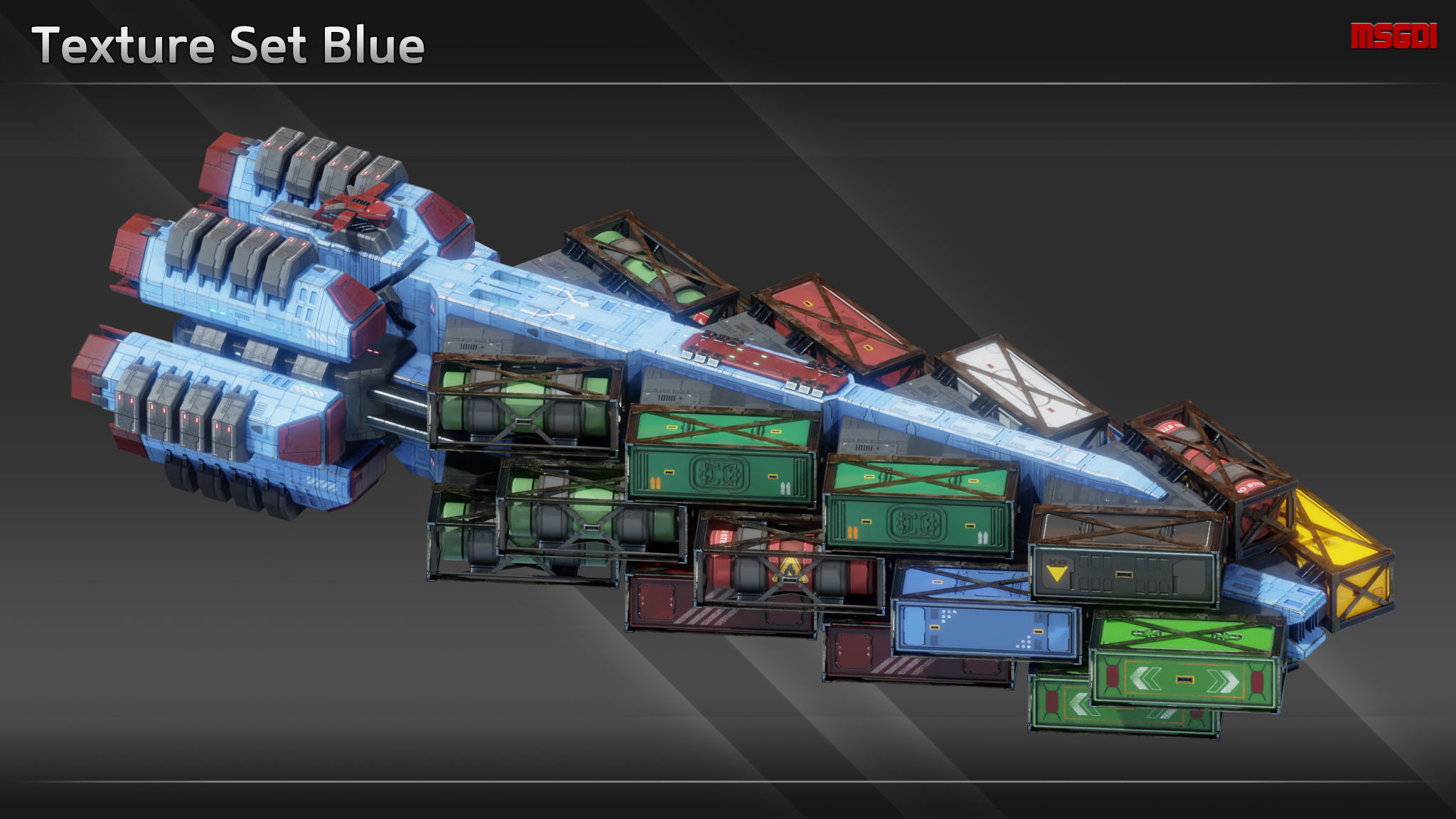 Spaceship CFS56 Heavy Freighter Low-poly 3D model_6