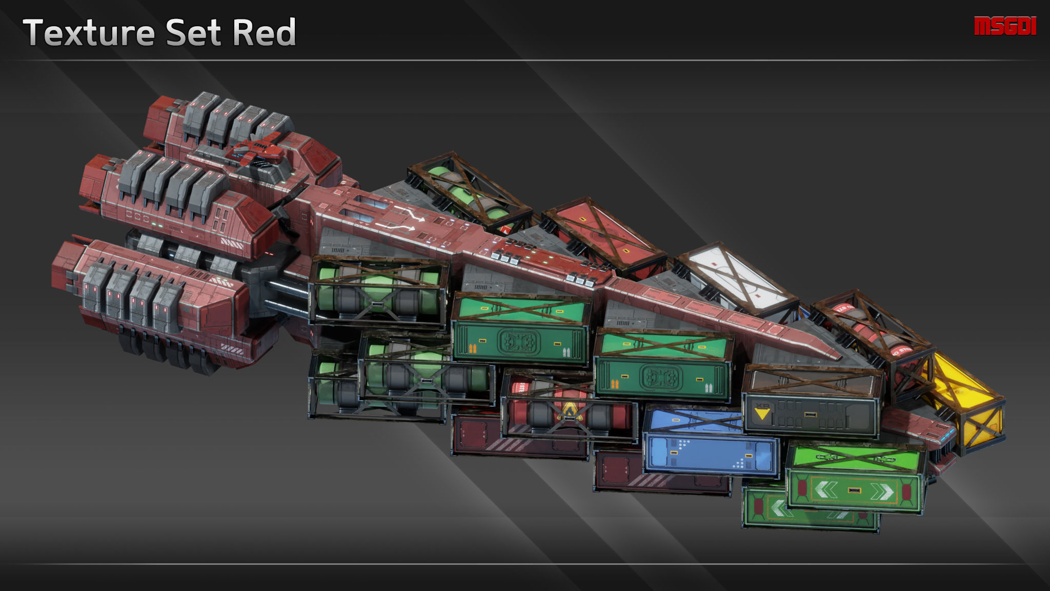 Spaceship CFS56 Heavy Freighter Low-poly 3D model_9