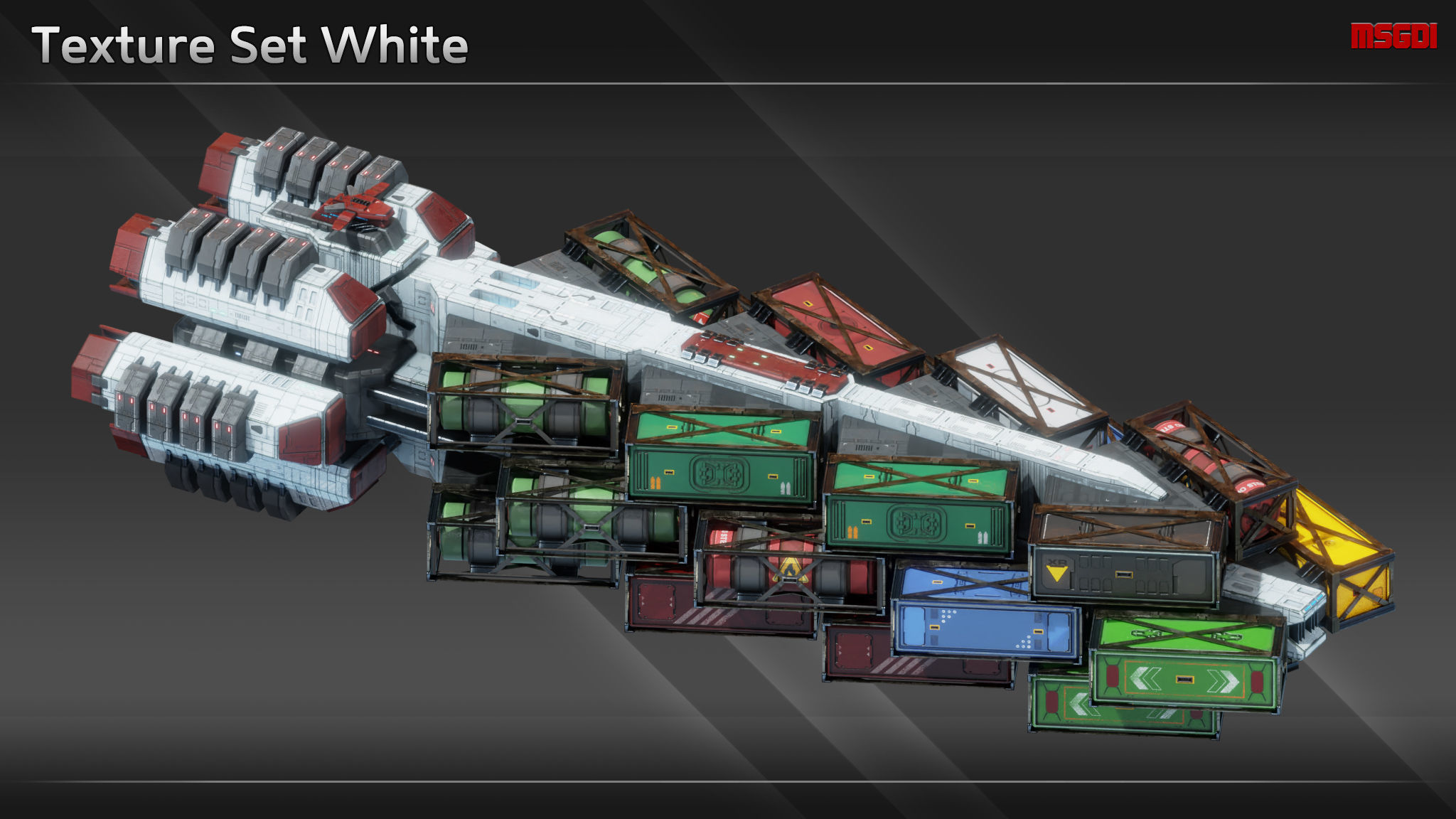 Spaceship CFS56 Heavy Freighter Low-poly 3D model_10