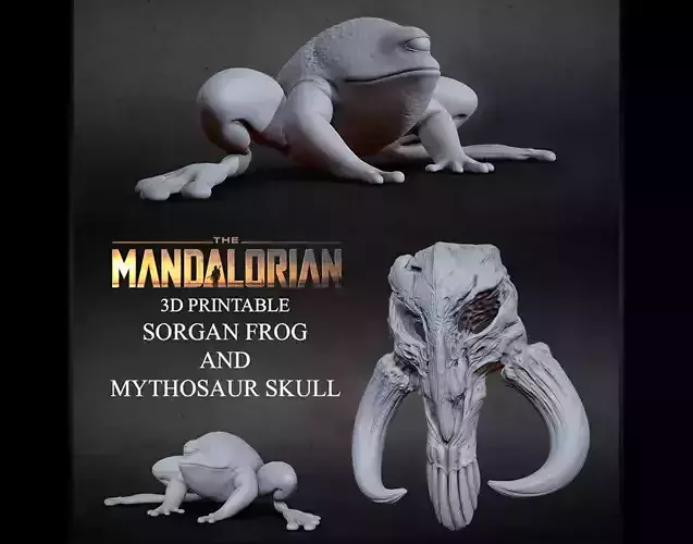 3D PRINTABLE MYTHOSAUR SKULL AND SORGAN FROG THE MANDALORIAN