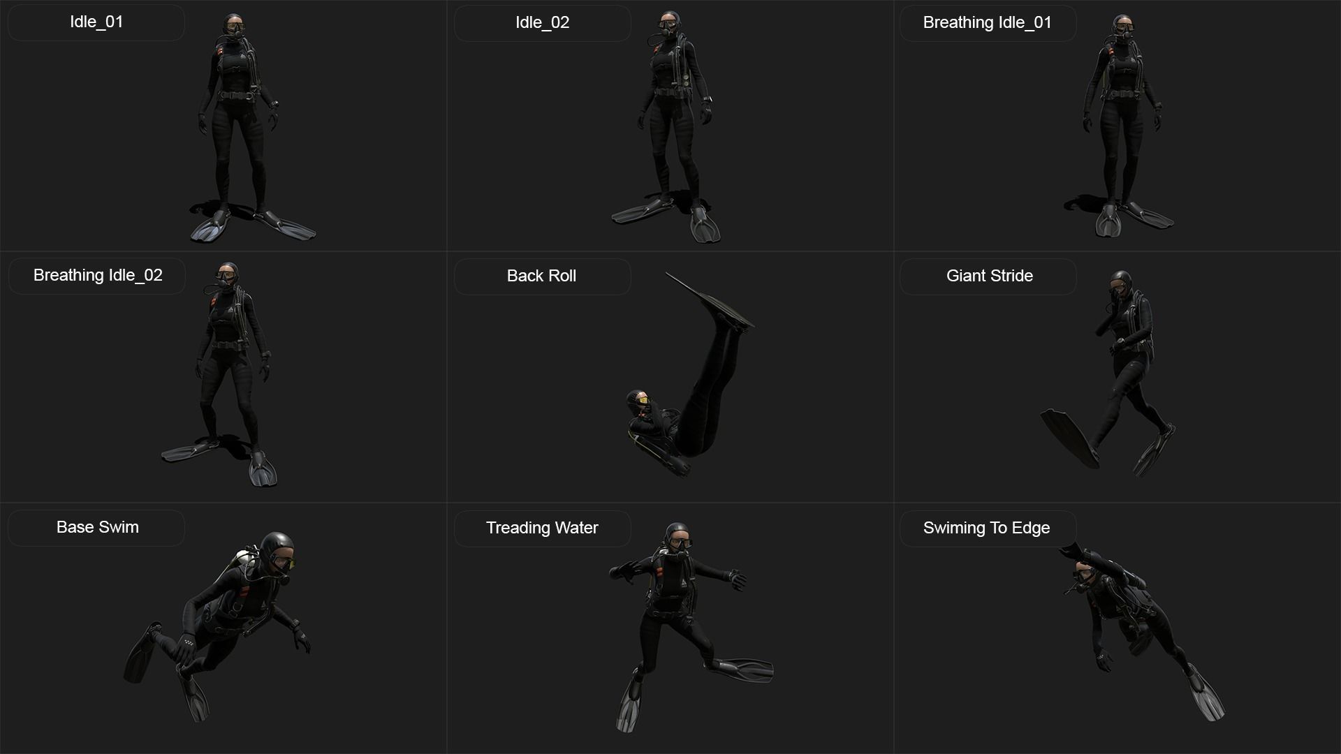 Scuba Diver Female - Diving Suit Low-poly 3D model_19