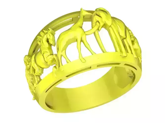 animal men ring monkey horse elephan tiger and giraffe 4319