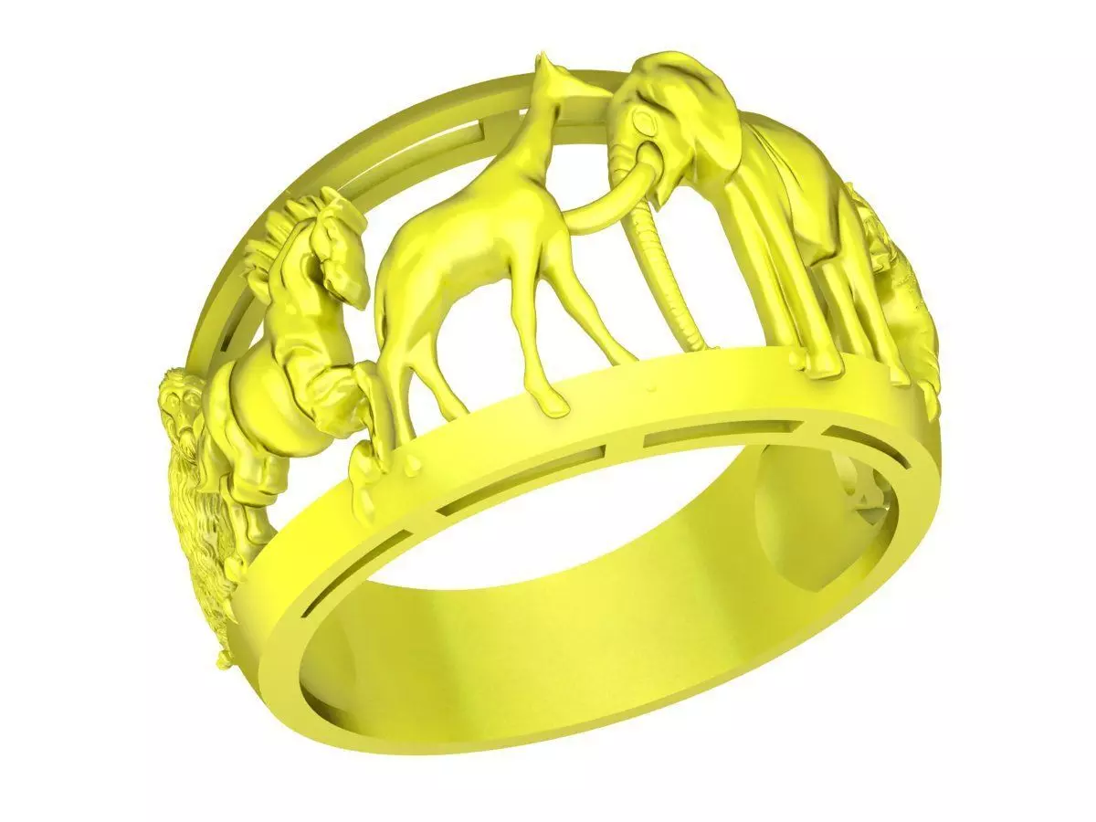 Luxury Horse Motif Openwork Signet Ring for Men 4319 3D print model