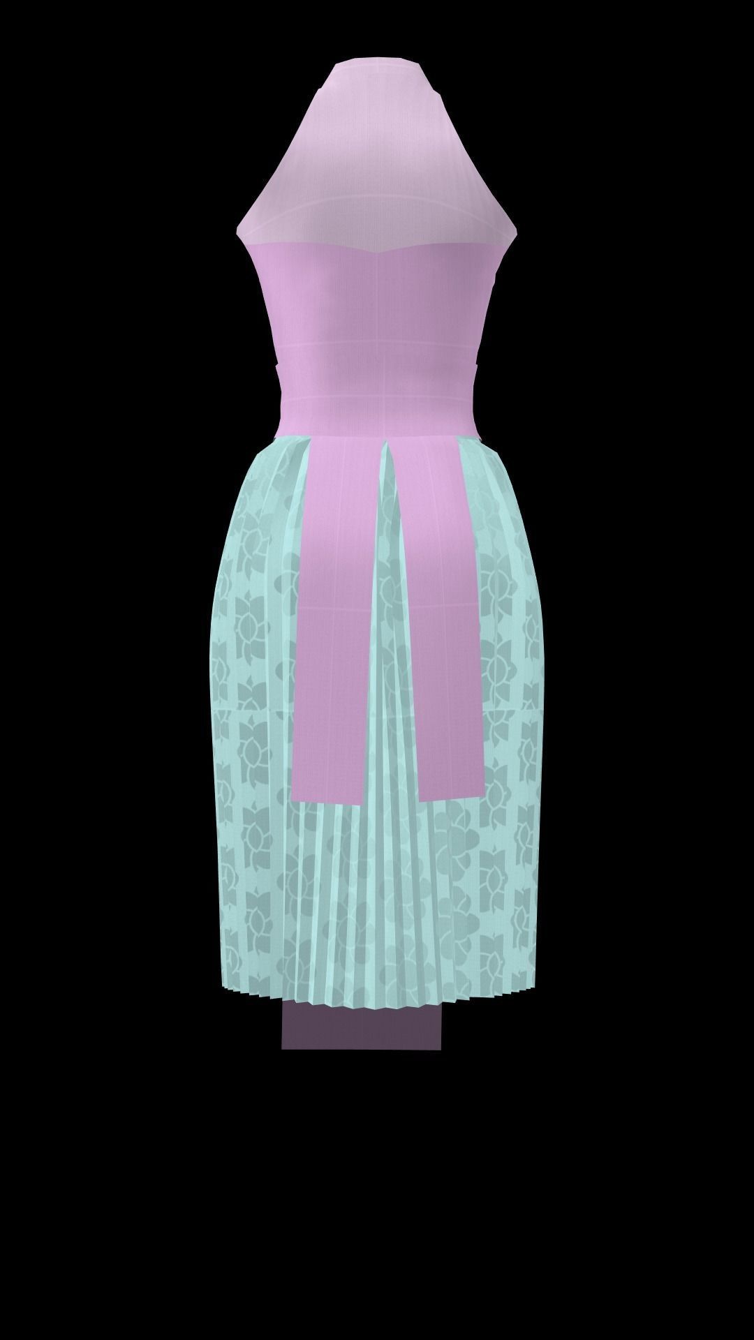 female outfit for Hmong 3d cartoon  3D model_3