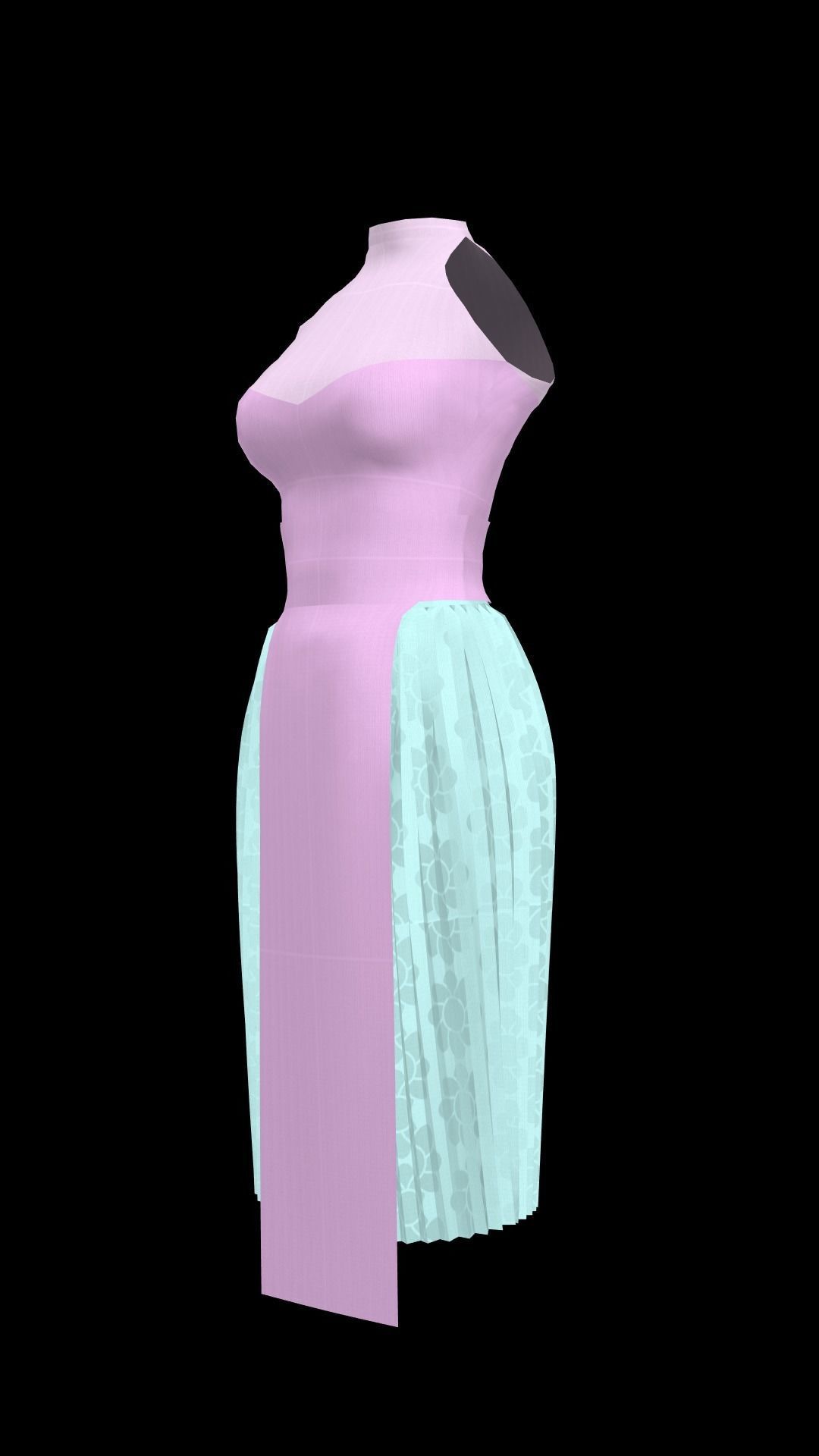 female outfit for Hmong 3d cartoon  3D model_4
