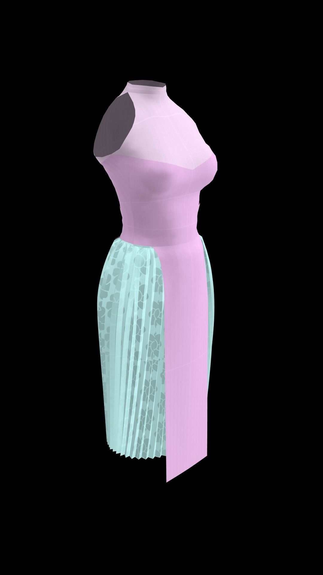female outfit for Hmong 3d cartoon  3D model_2
