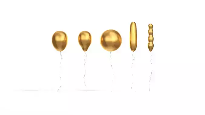 Gold Helium Balloons Set - 5 foil gift balloon shapes
