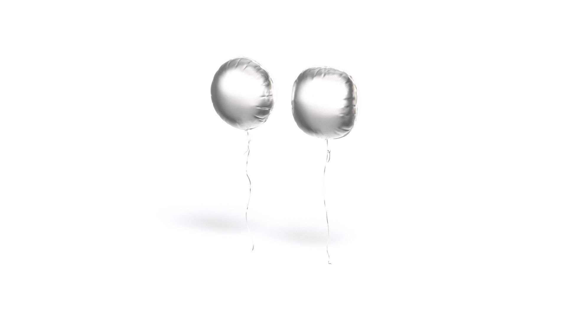 Silver Helium Balloons Set - 4 foil gift balloon shapes Low-poly 3D model_2