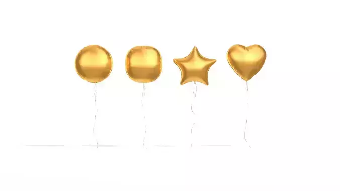 Gold Helium Balloons Set - 4 foil gift balloon shapes