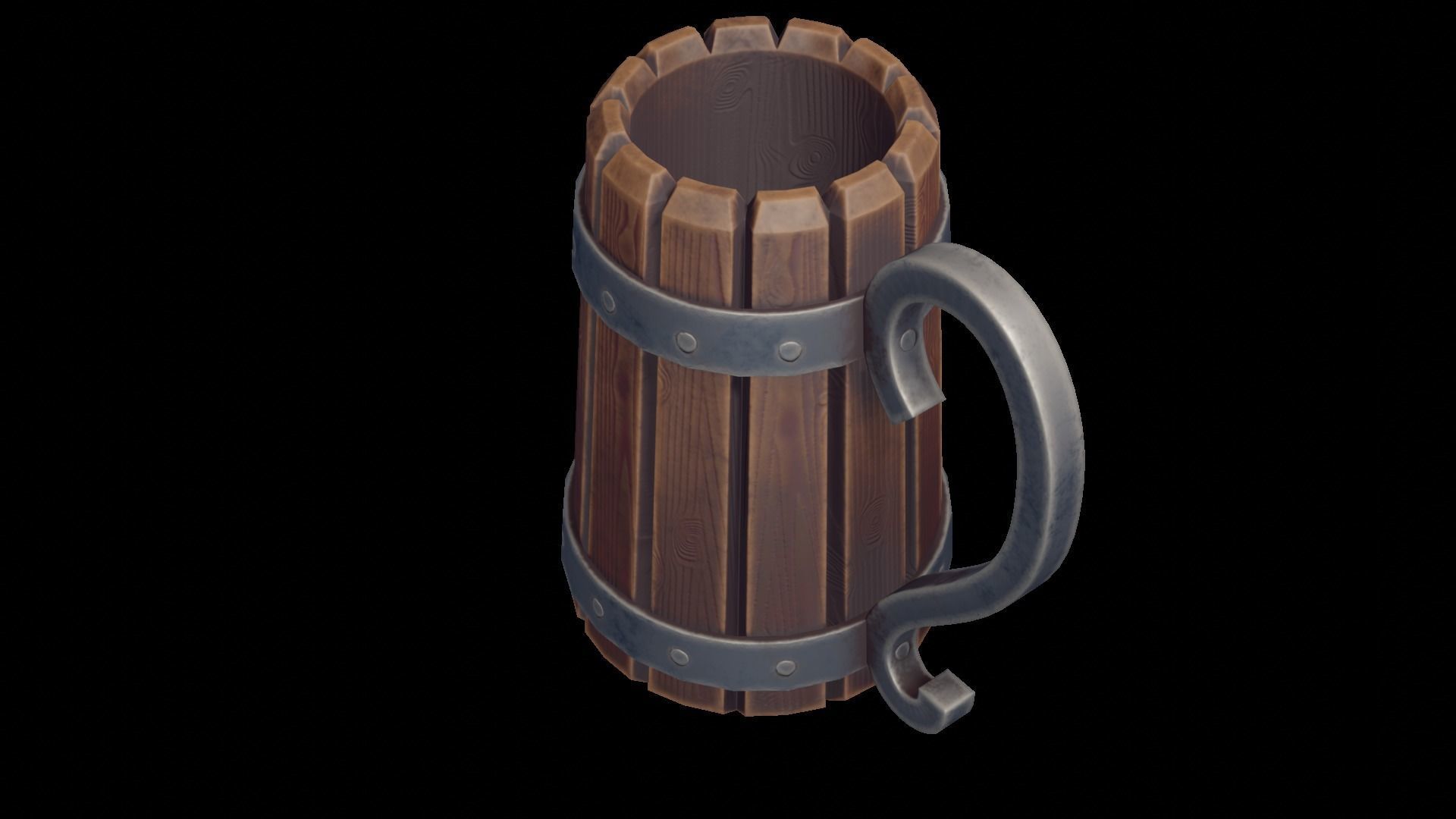 Stylized Wooden Mug Low-poly 3D model_3