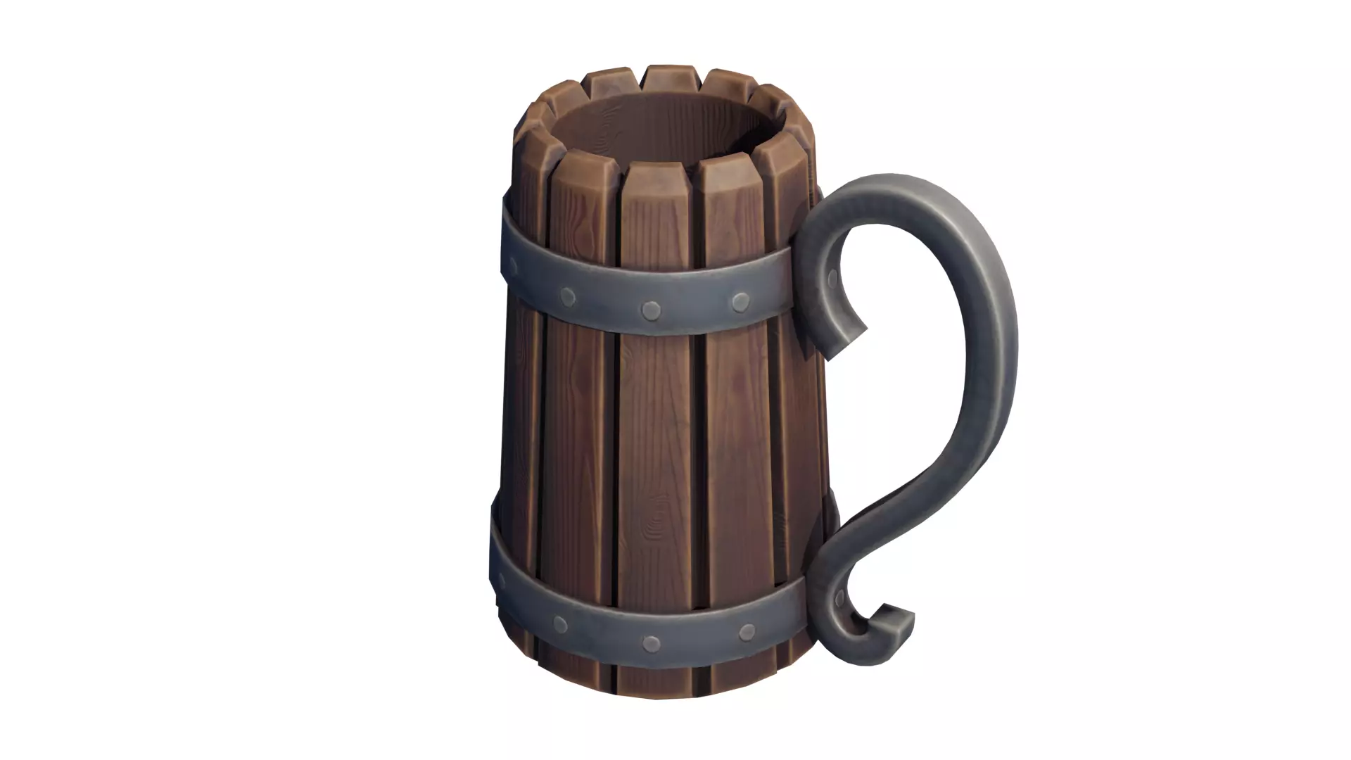 Stylized Wooden Mug Low-poly 3D model_0