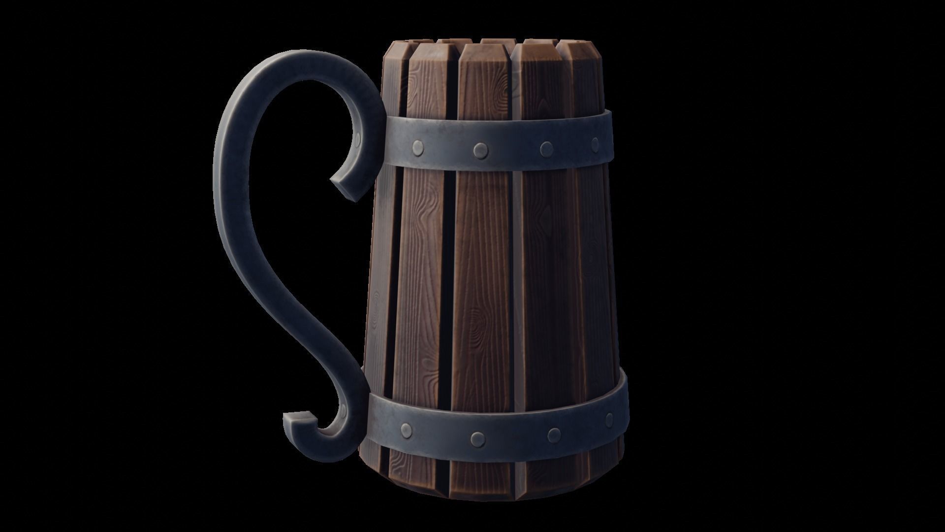 Stylized Wooden Mug Low-poly 3D model_1