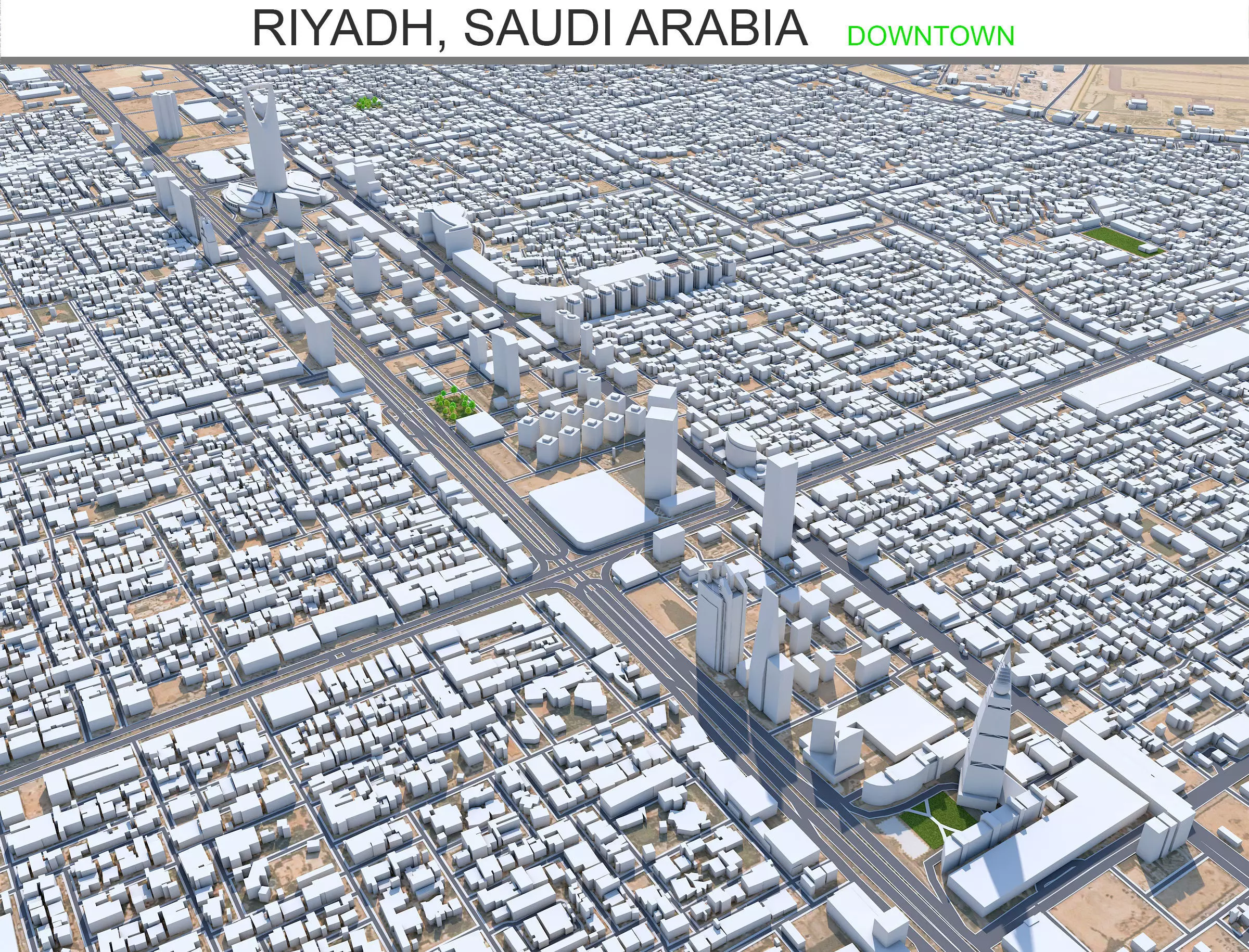 Riyadh Downtown Saudi Arabia Low-poly 3D model_0