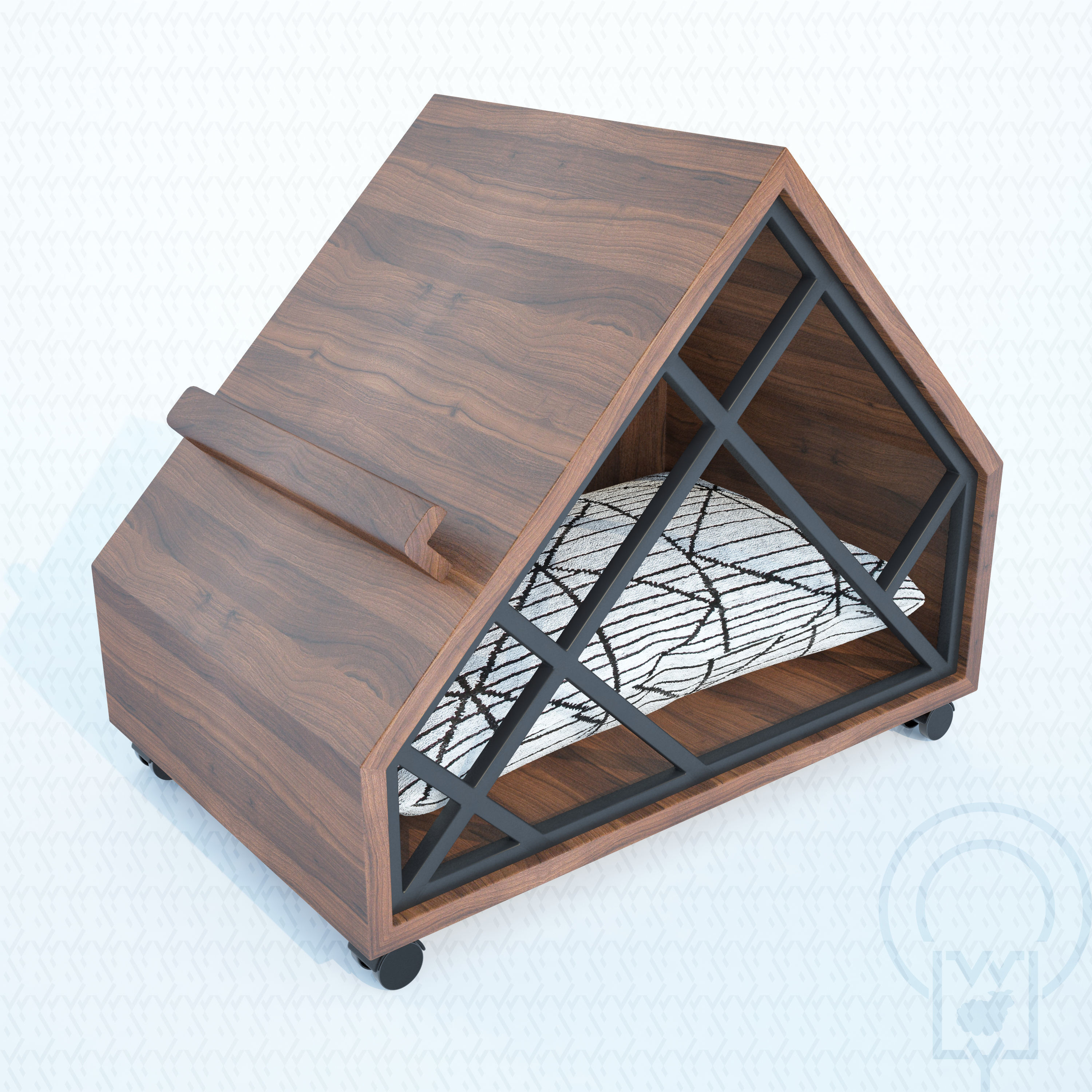 Grid pet House Low-poly 3D model_9