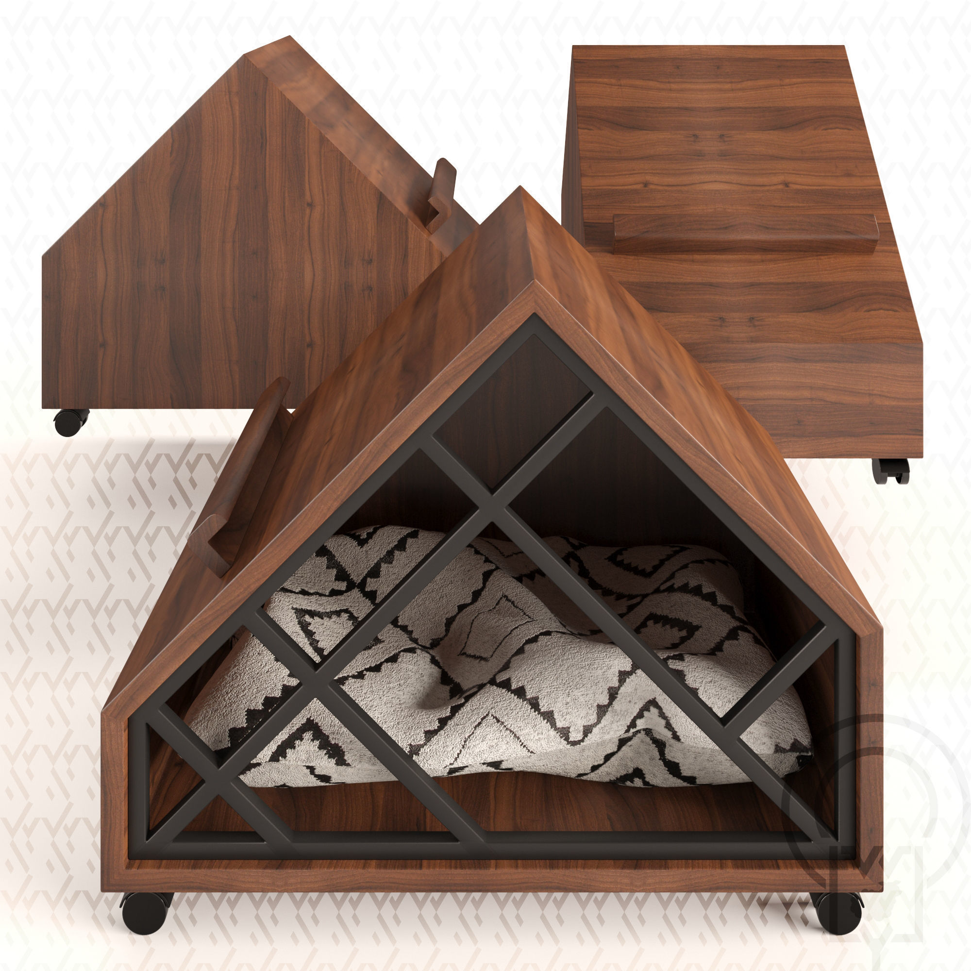 Grid pet House Low-poly 3D model_2