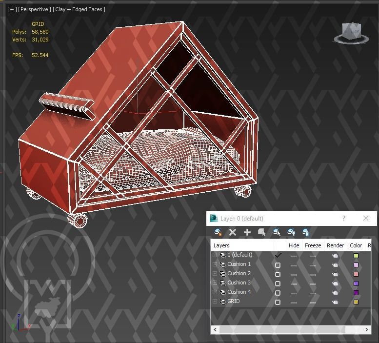 Grid pet House Low-poly 3D model_26