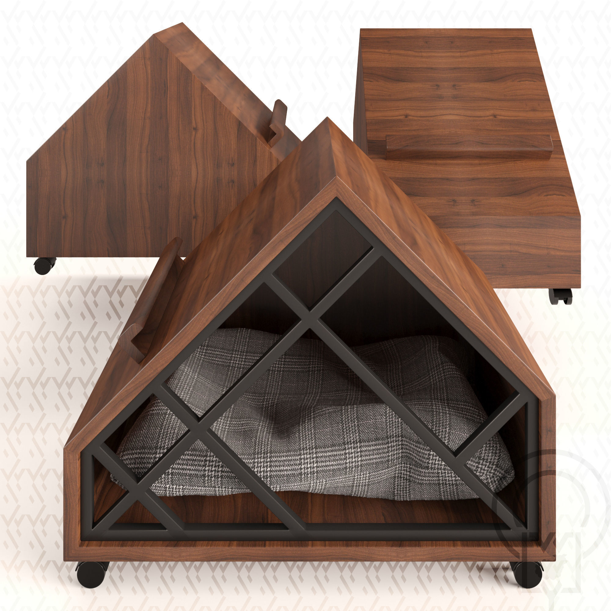 Grid pet House Low-poly 3D model_1