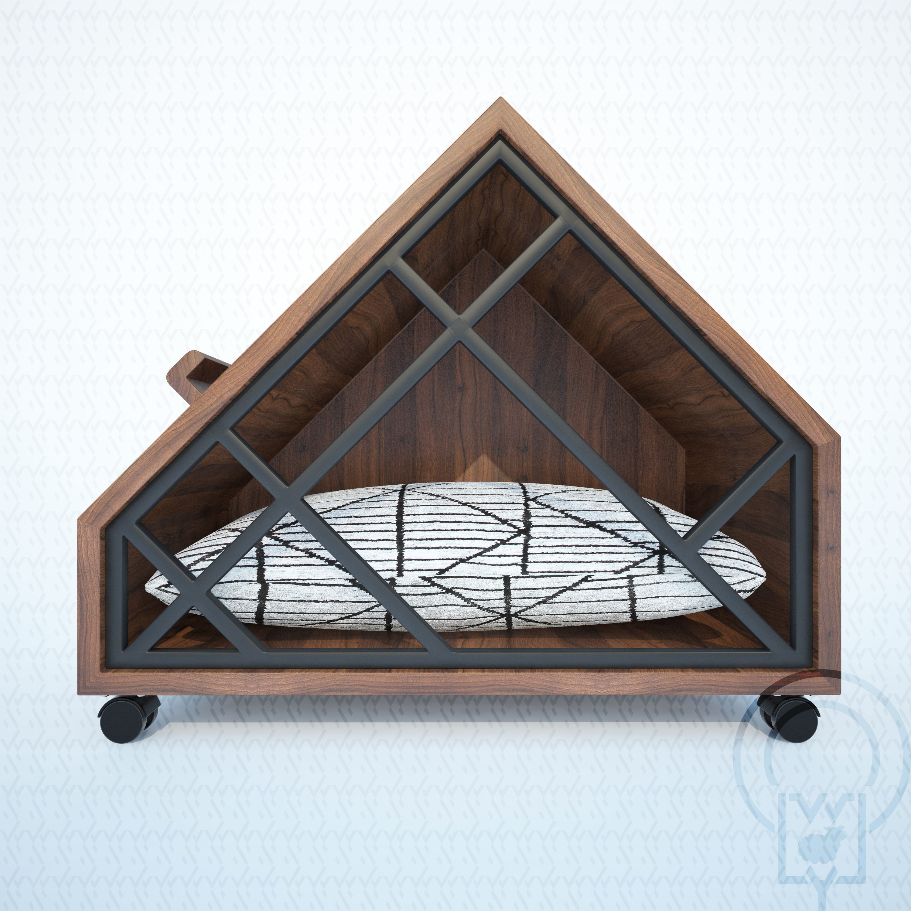 Grid pet House Low-poly 3D model_10