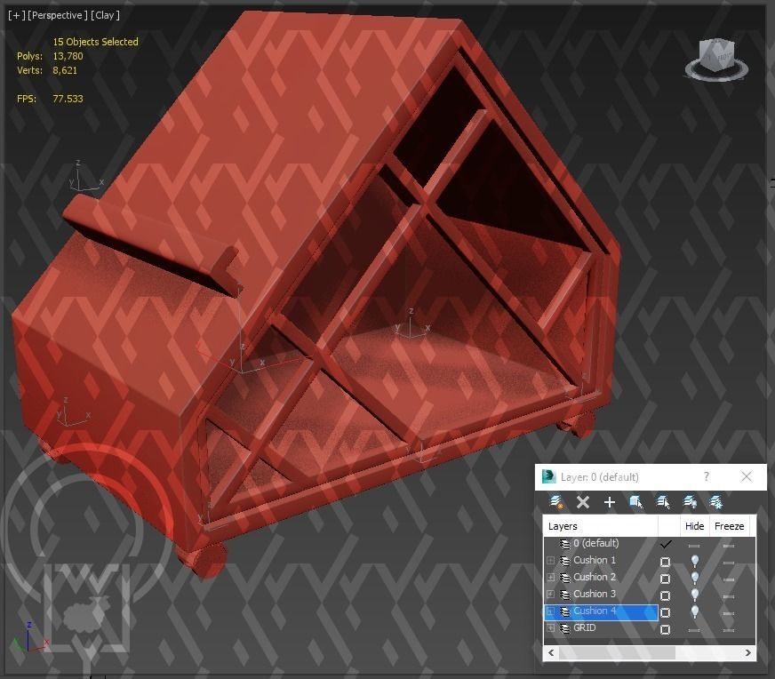 Grid pet House Low-poly 3D model_36