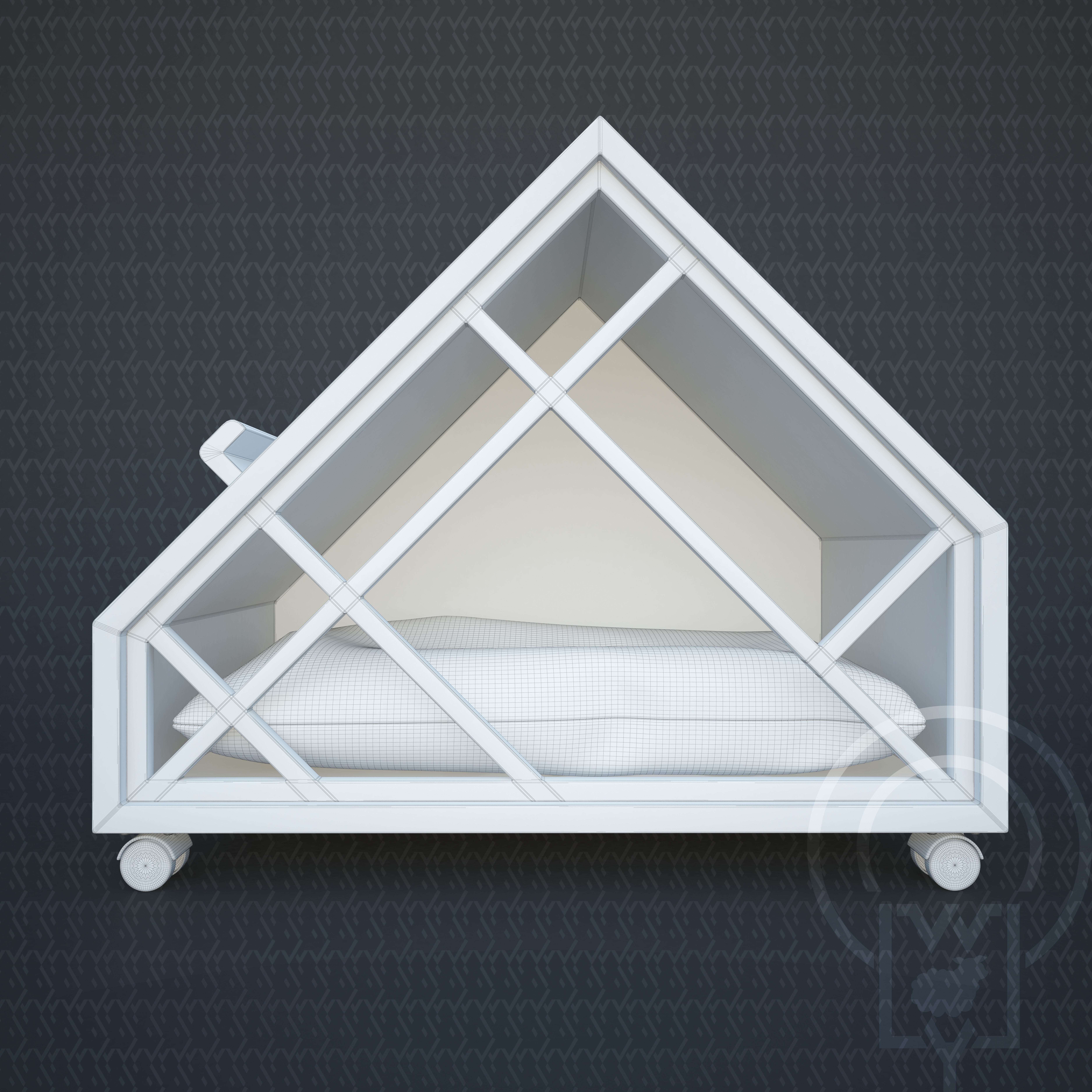 Grid pet House Low-poly 3D model_7