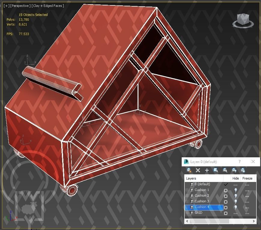 Grid pet House Low-poly 3D model_35