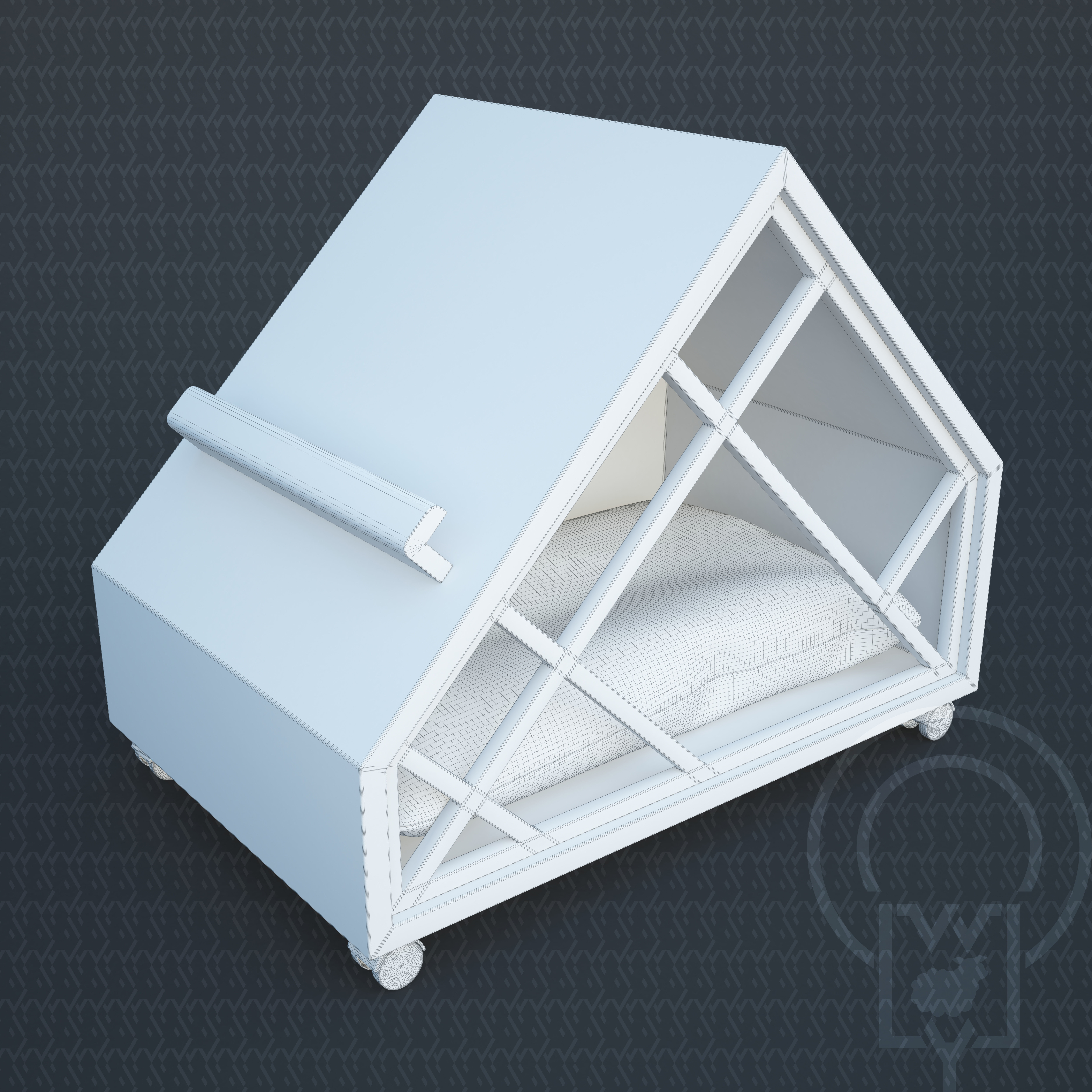 Grid pet House Low-poly 3D model_8