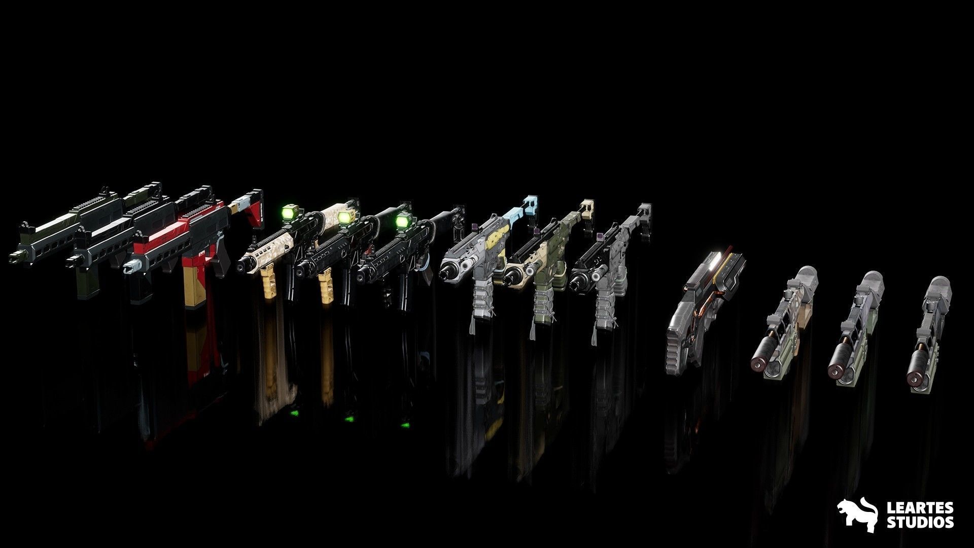 Cyberpunk Assault Rifles Low-poly 3D model_1