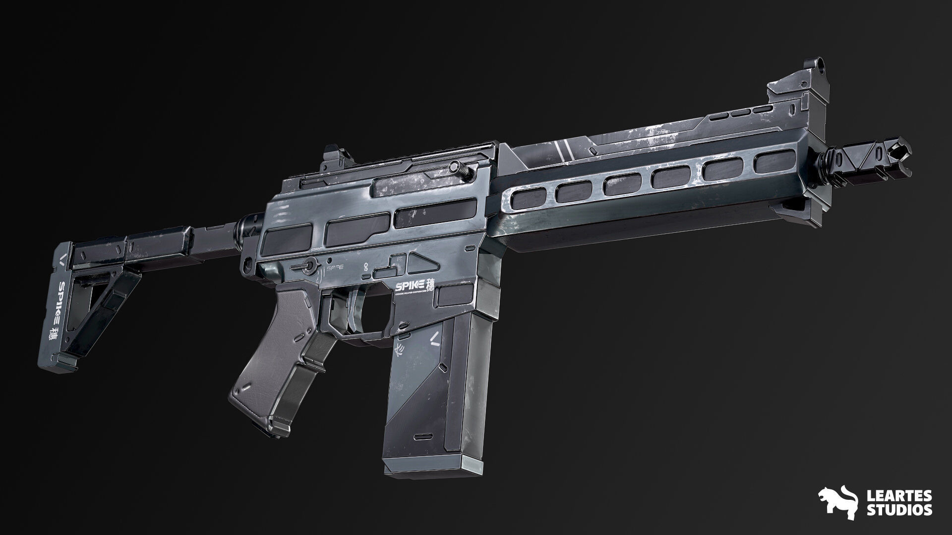 Cyberpunk Assault Rifles Low-poly 3D model_4