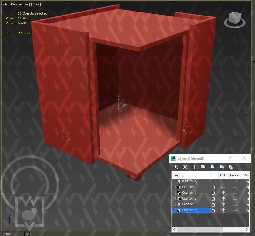 Corner pet House Low-poly 3D model_36