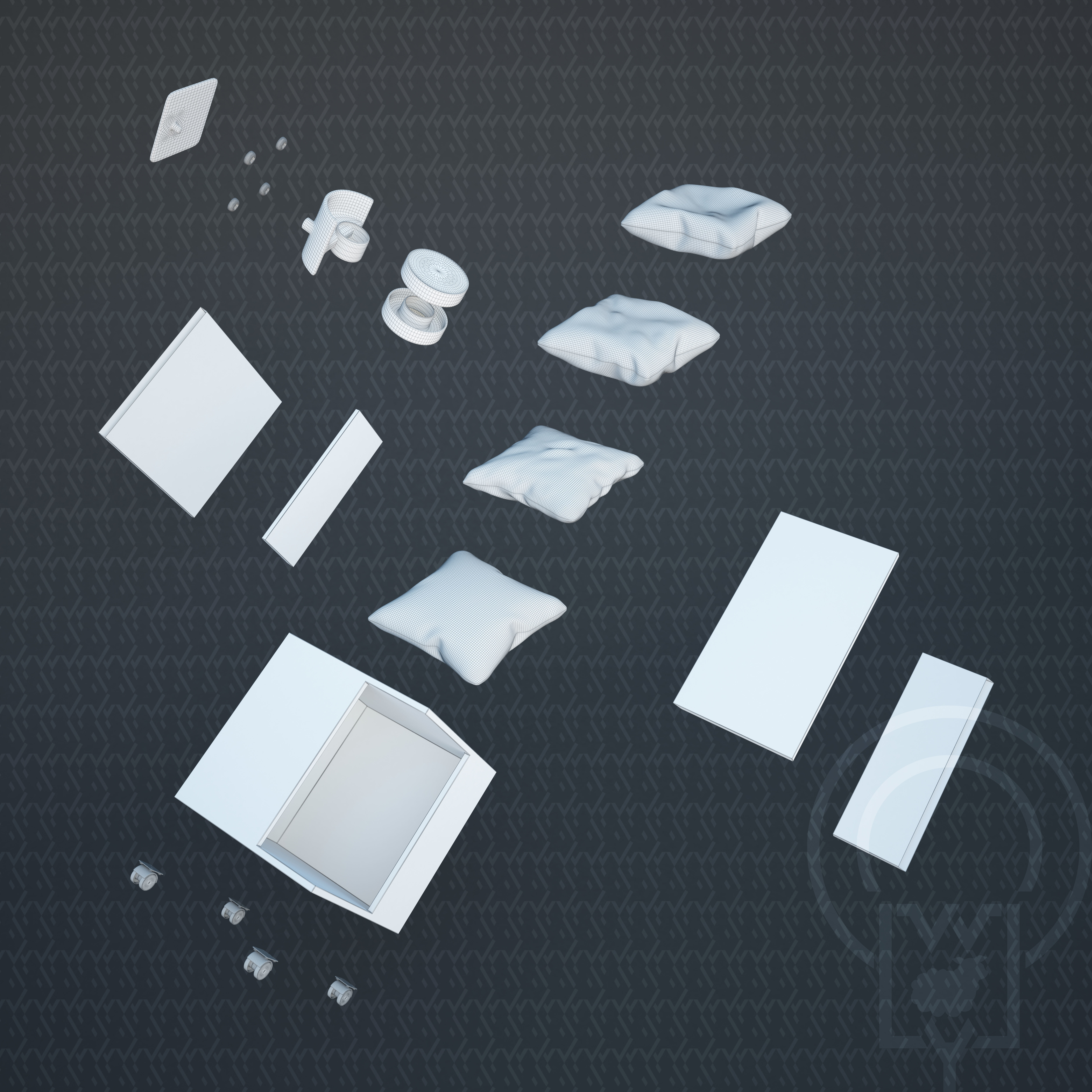 Corner pet House Low-poly 3D model_5