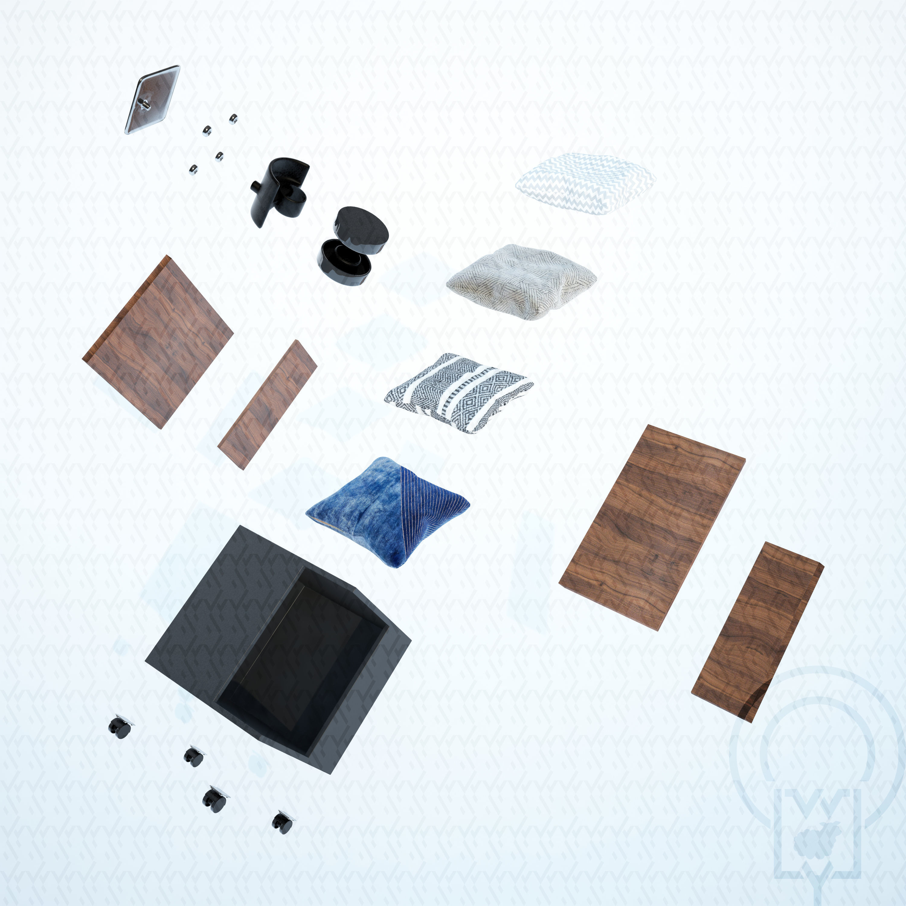 Corner pet House Low-poly 3D model_4