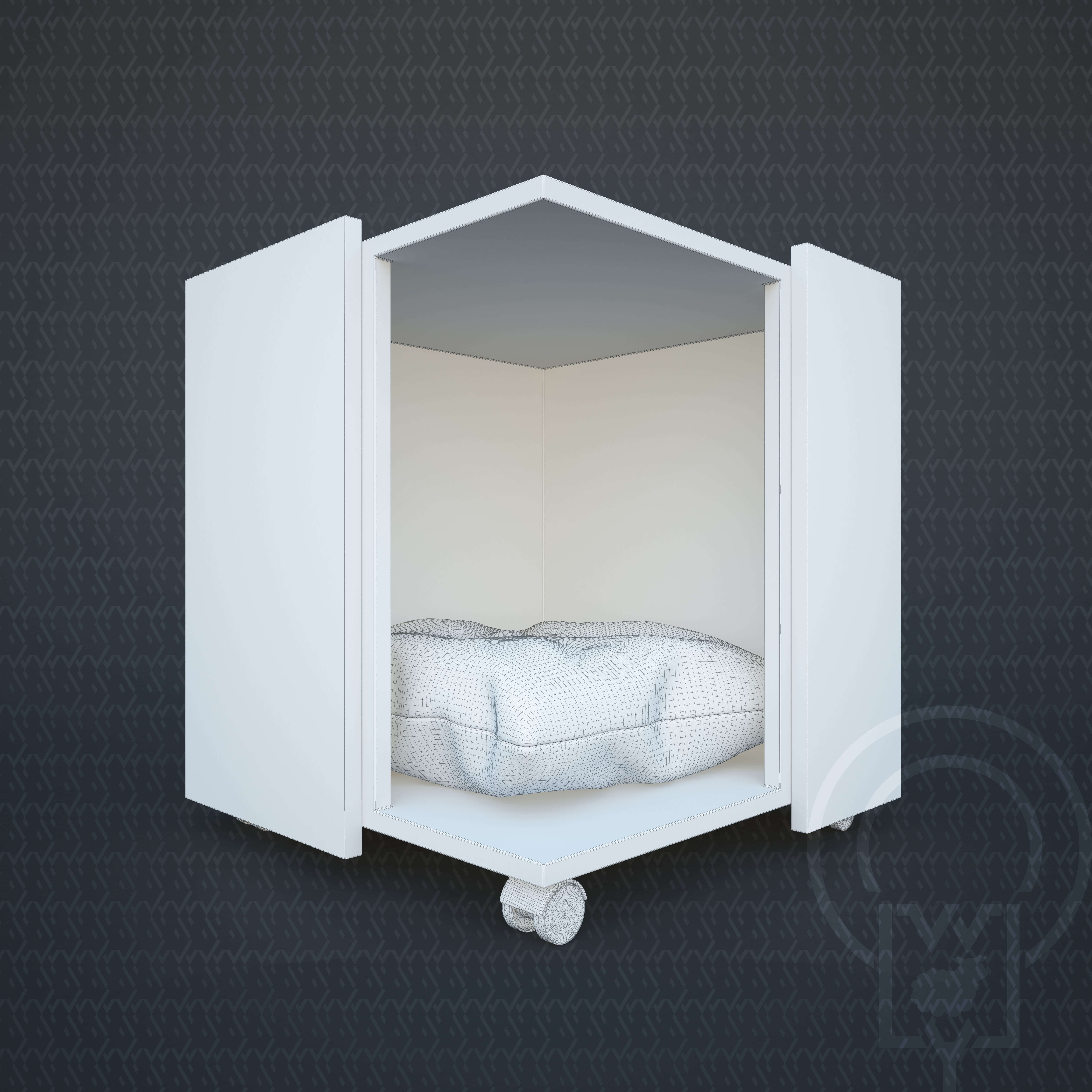 Corner pet House Low-poly 3D model_7