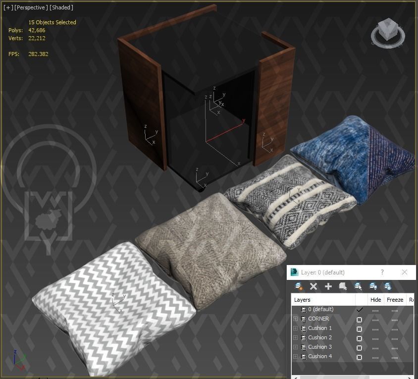 Corner pet House Low-poly 3D model_21