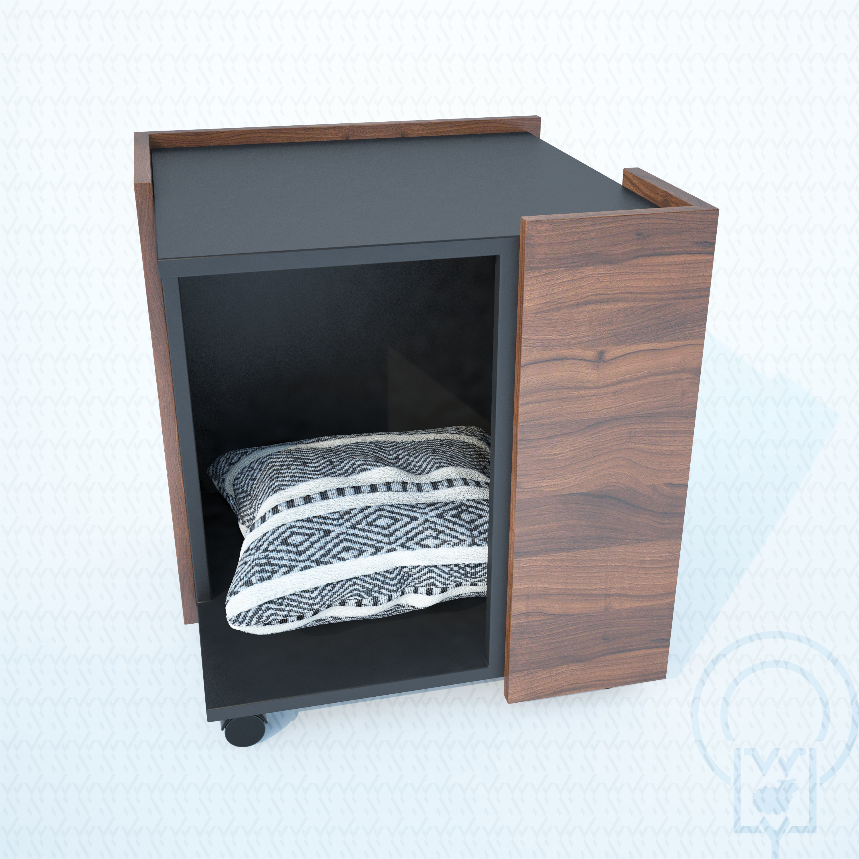 Corner pet House Low-poly 3D model_12