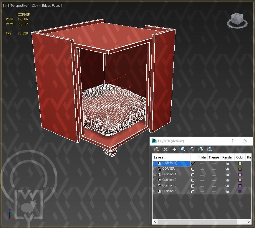 Corner pet House Low-poly 3D model_26