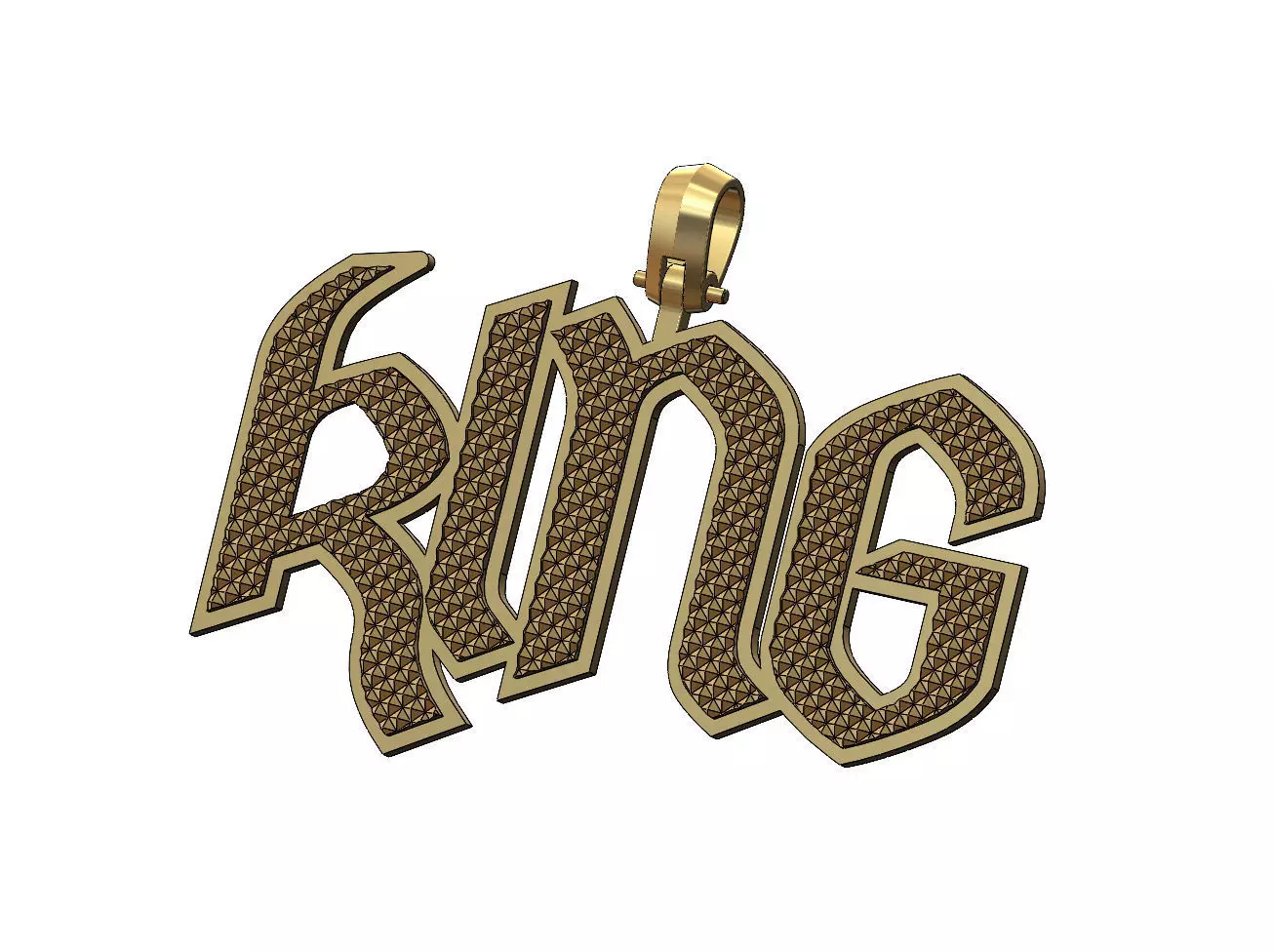 King textured pendant with bail 3D print model