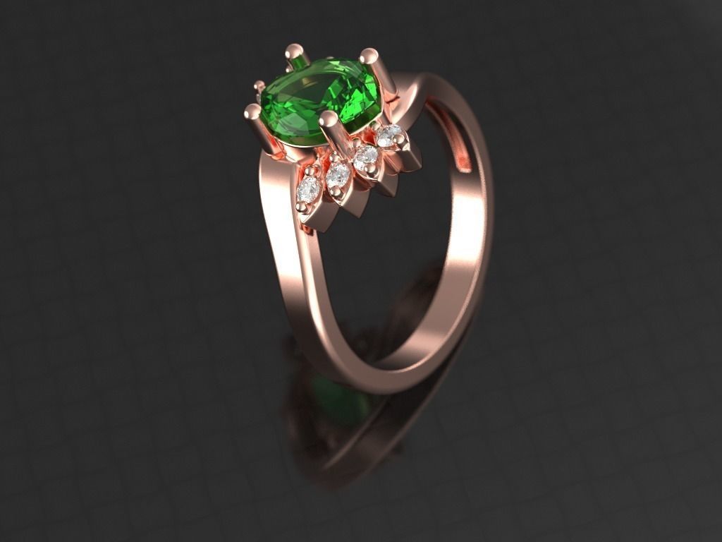 Marquise emerald and diamond ring ready for print 3D print model_17