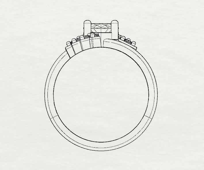 Marquise emerald and diamond ring ready for print 3D print model_11