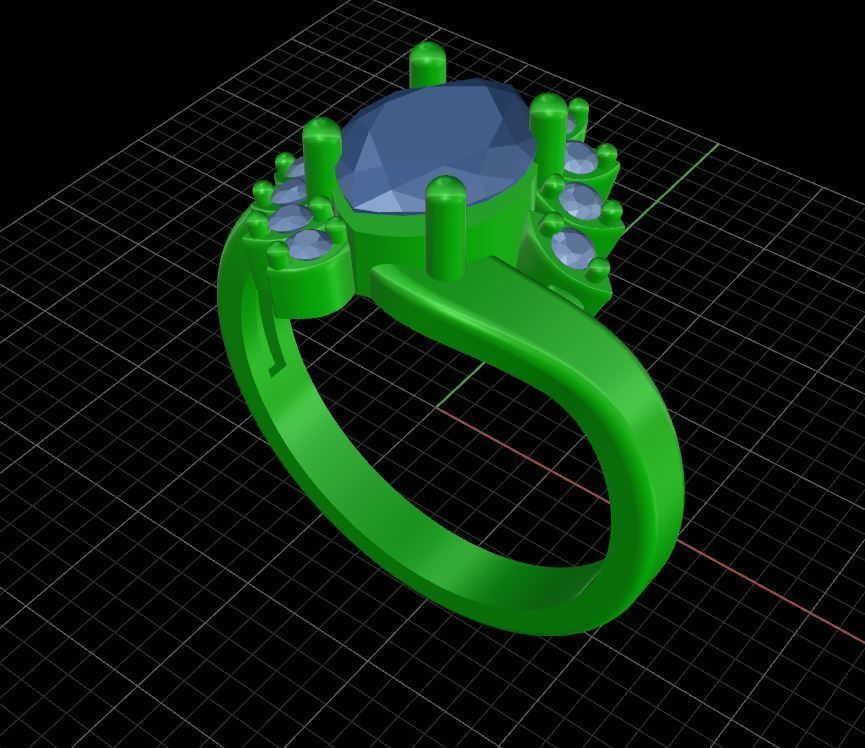 Marquise emerald and diamond ring ready for print 3D print model_15