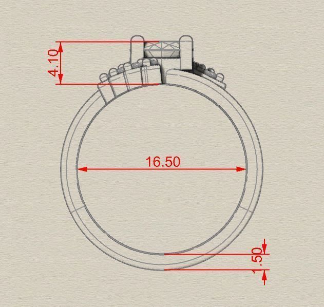 Marquise emerald and diamond ring ready for print 3D print model_5