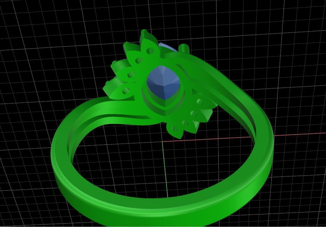 Marquise emerald and diamond ring ready for print 3D print model_16