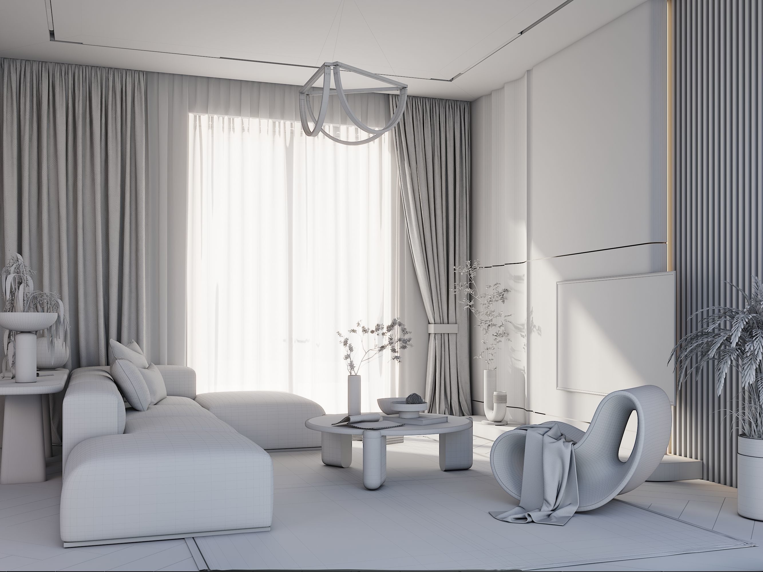 living room scene  3d model 3D model_3