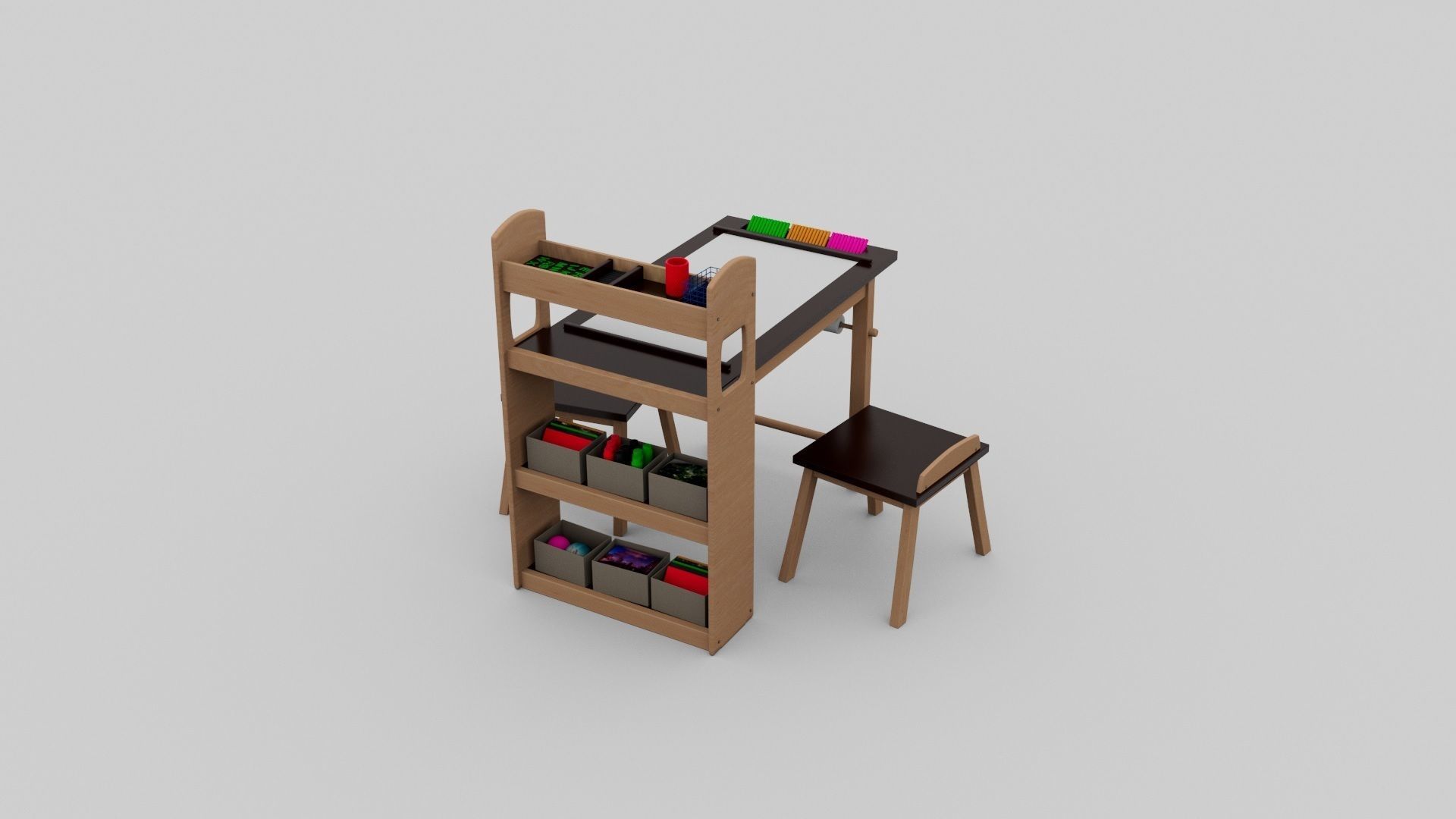 Kids Drawing Desk-01 3D model | CGTrader