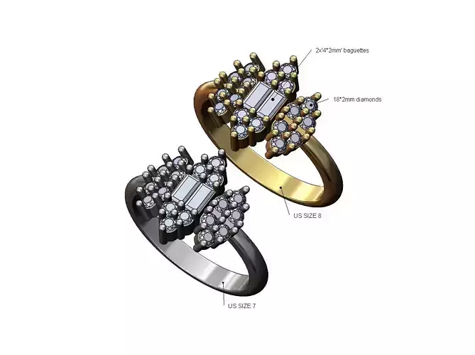 Antique clusters diamond baguette ring Us sizes 7 8