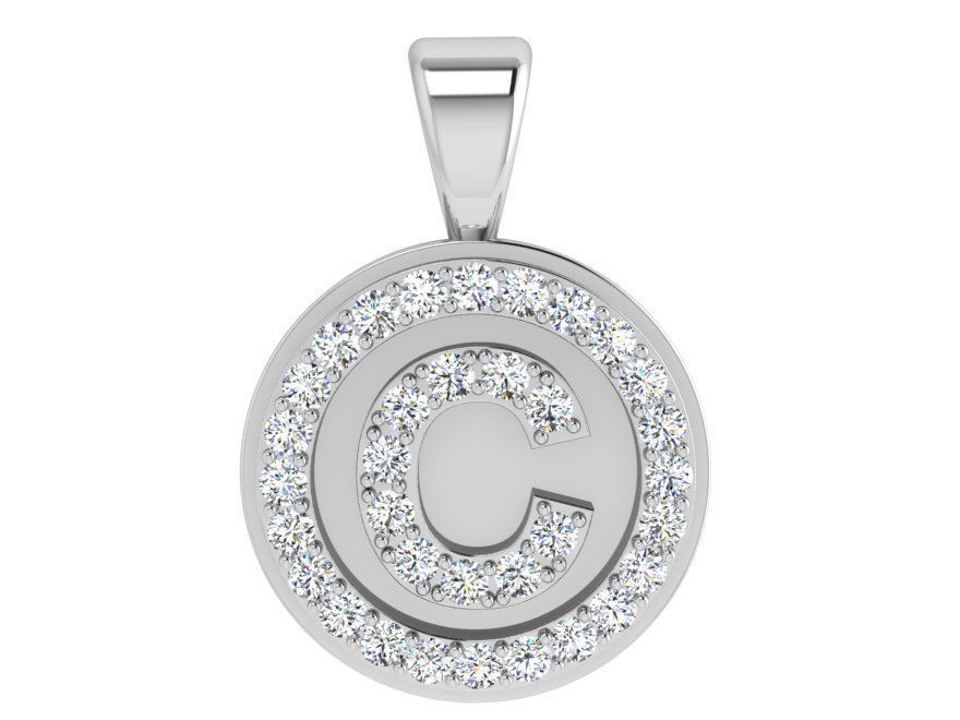C letter pendant 3442 3D print model 3D print model_2