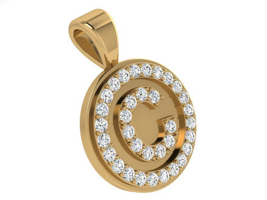 C letter pendant 3442 3D print model 3D print model_1