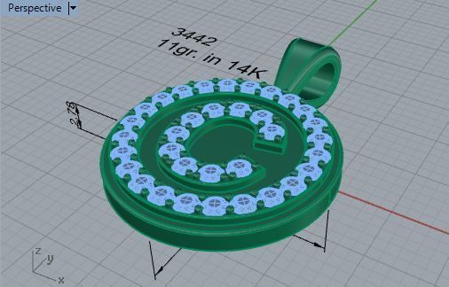 C letter pendant 3442 3D print model 3D print model_7