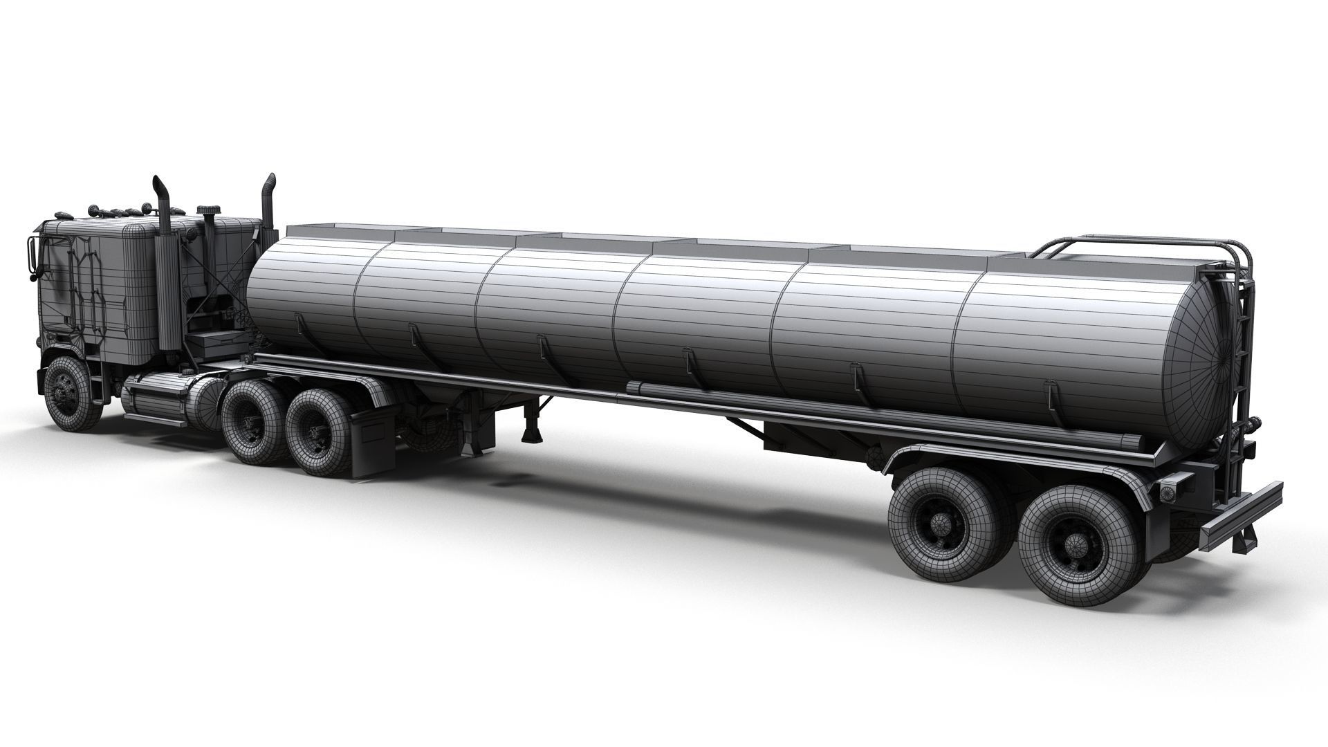 Freightliner cabover fuel trailer Low-poly 3D model_17